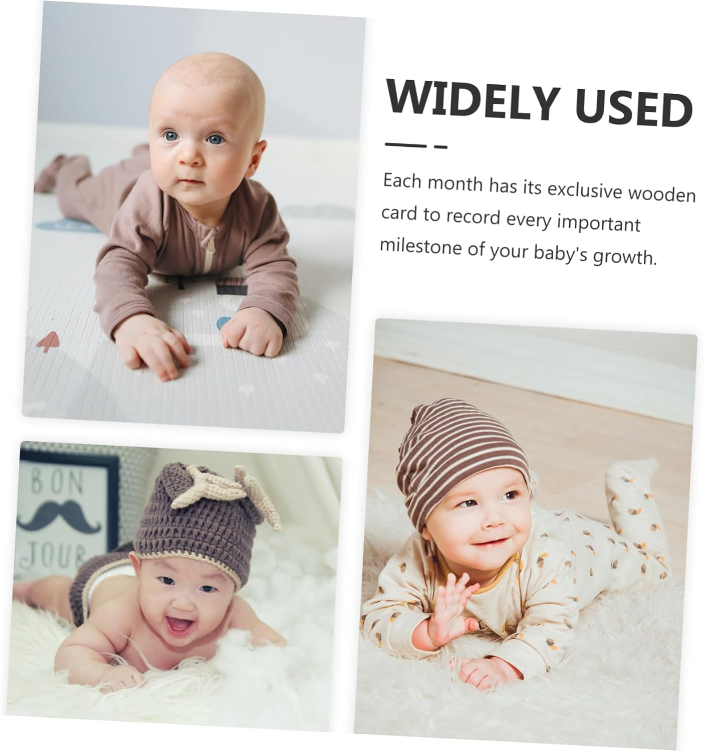 ULDIGI 12Pcs Wooden Milestone Cards Monthly Milestone Discs for Newborn Photo Props Natural Double Sided Design Parents for First Year image number 3