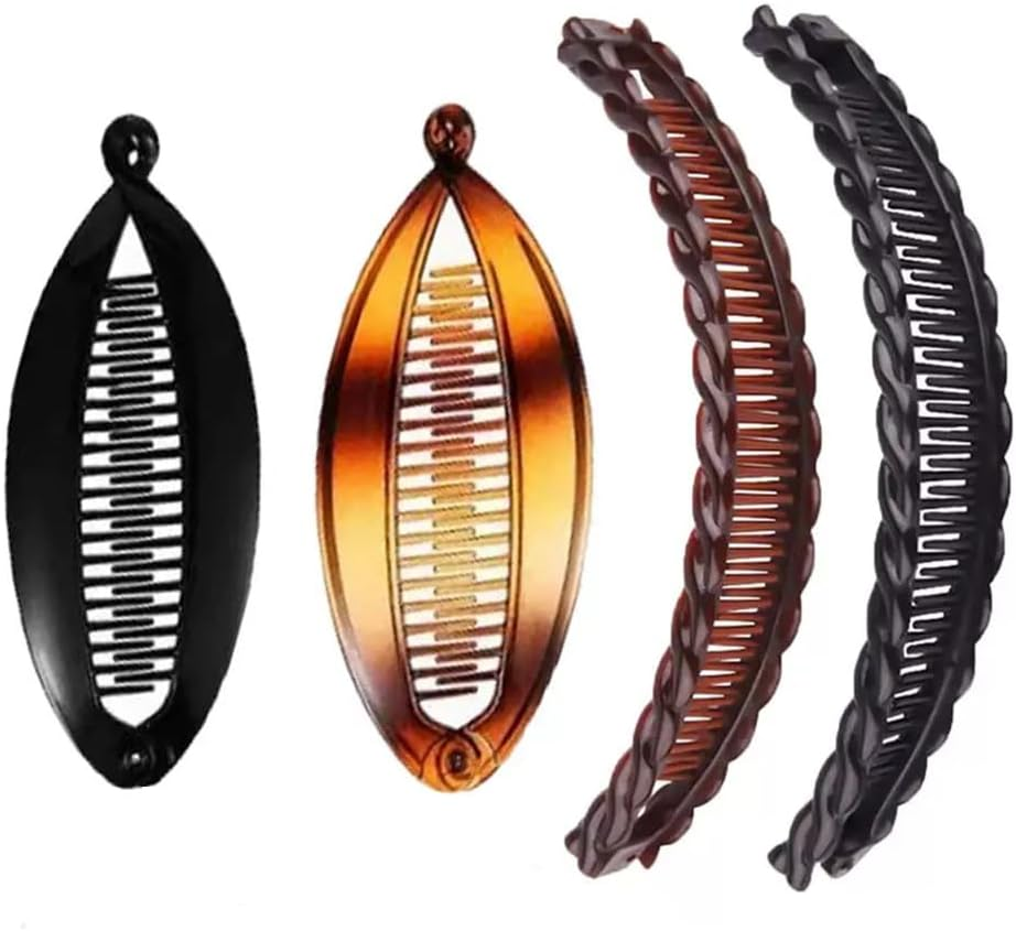 4Pcs Banana Hair Clips Vintage Clincher Combs Tool for Thick Curly Hair Non-Slip Fishtail Hair Clip Styling Accessories for Women Girls image number 1