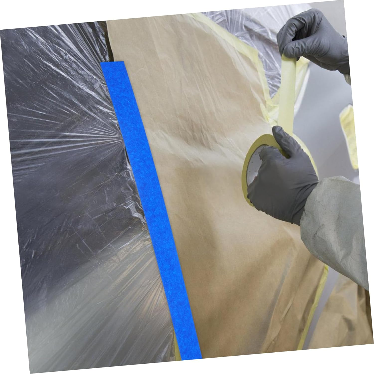 6Rolls Masking Tape Flexible Adhesive Crepe Paper for Auto Painting and Craft Projects Writable Yards Each Roll for Precise Masking and Decoration image number 4