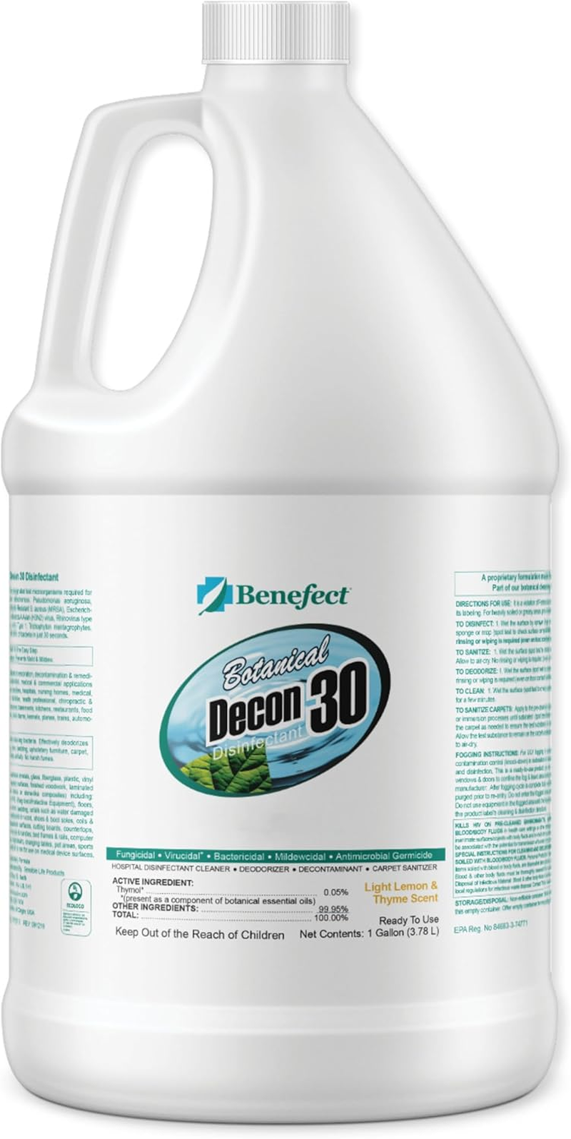Benefect Botanical Decon 30 Disinfectant Cleaner - All Natural Formula for Effective Cleaning Power - Ideal for Restoration Jobs & Water Damage - 3.78L image number 4