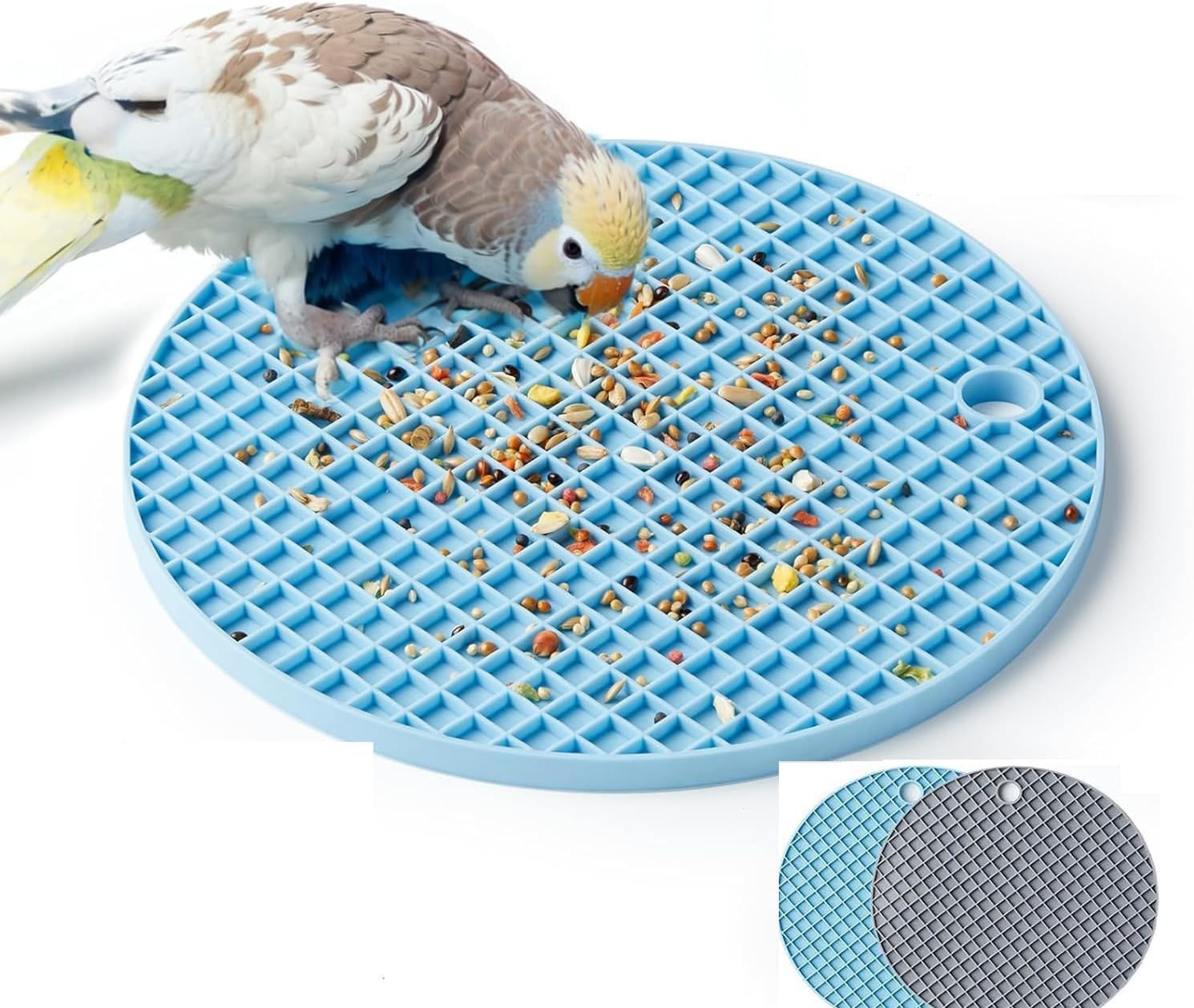 Limcryspp 2 Bird Foraging Toys, Interactive Puzzle Pads, and Food Retarders Are Suitable For, Phoenixes, Cone-Tailed, Tiger-Striped Parrots, and African Grey (Blue + Grey)
