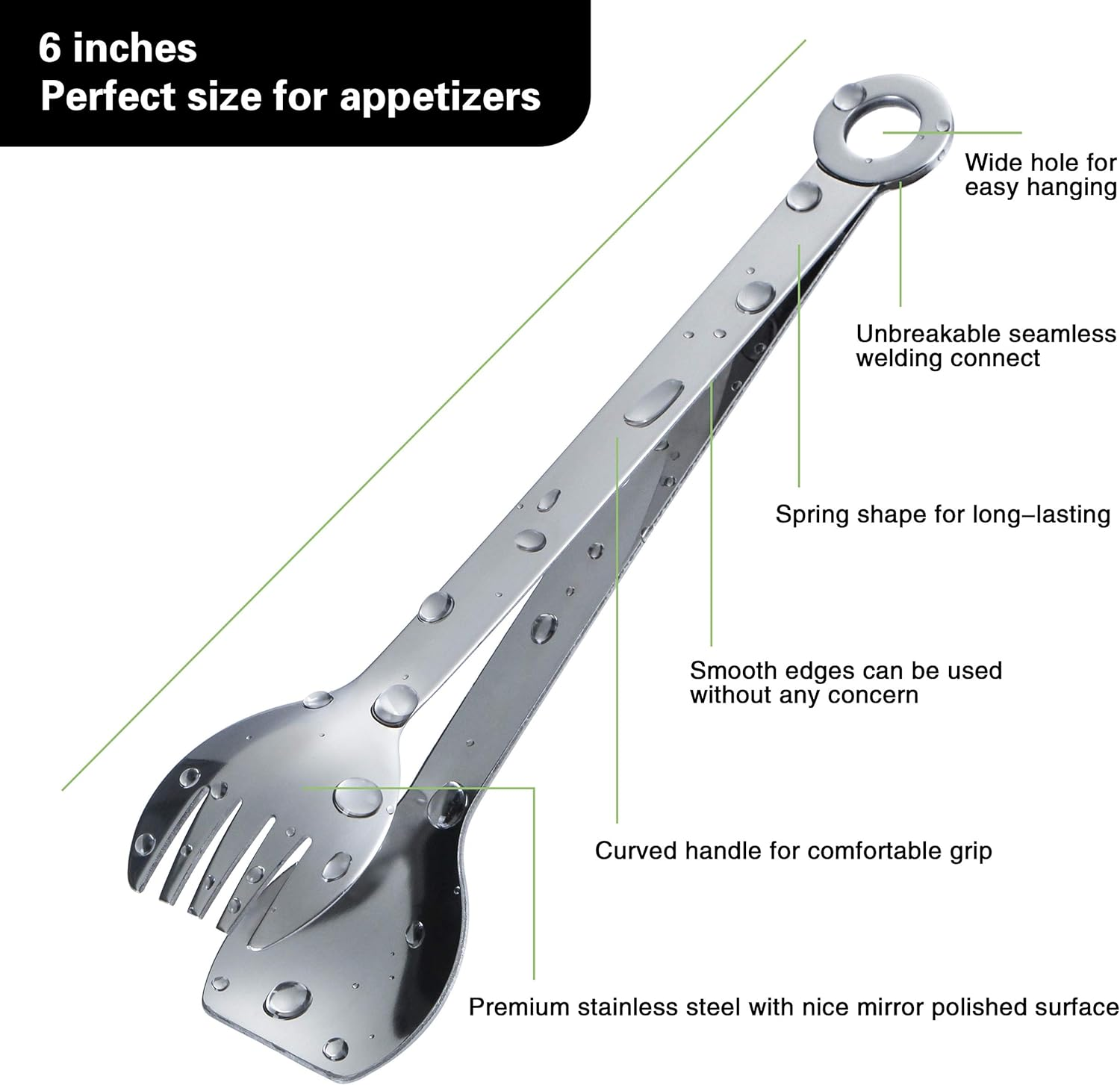 MSY BIGSUNNY Premium Stainless Steel Small Serving Tongs - 6 Inches, Set of 4 image number 4