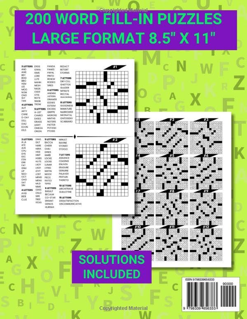 Word Fill-In Puzzles: Challenge Your Brain with This Fill in Crossword Puzzle Book for Adults image number 1