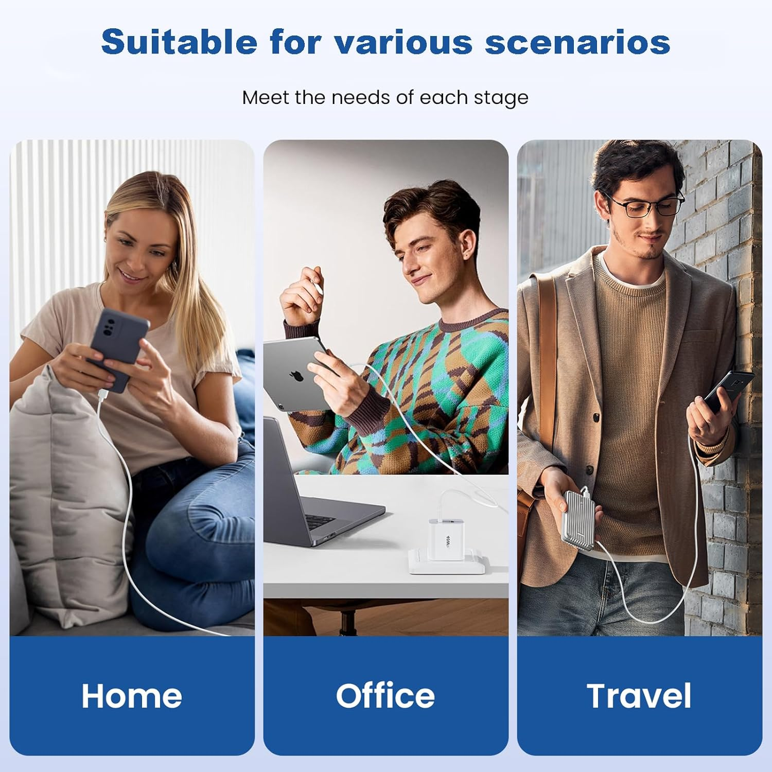 USB C Charger, 40W Dual Port Fast Charger with 2M USB C Cable & Lightning Cable, PD 20W Iphone Charger Plug for Iphone 17/16/15/14/13, Ipad, Galaxy, Pixel, and More image number 5