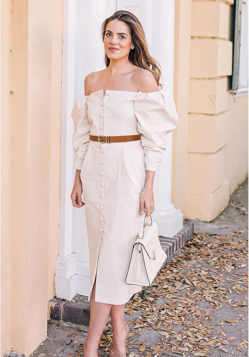 2 Pack Double Ring Belt for Women, Faux Leather Jeans Belts with Golden Circle Buckle, 01 Black+Brown+Beige, Fit Pant 31-36In image number 1