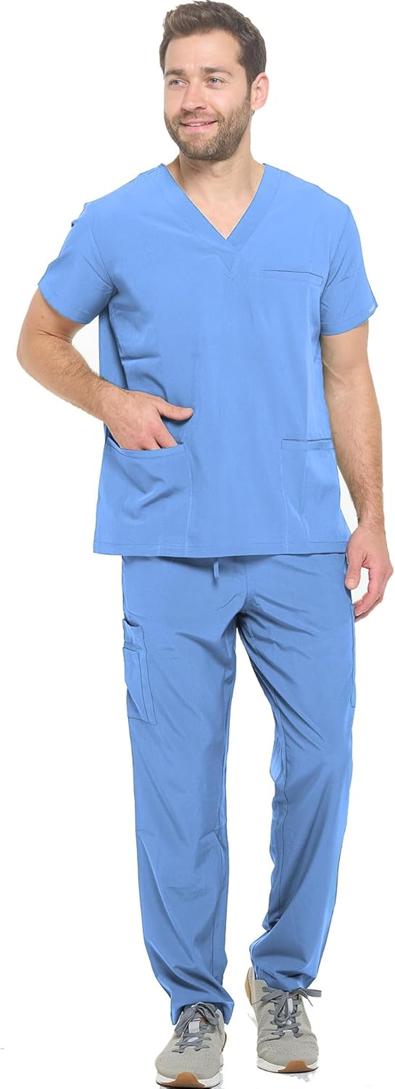 Dagacci Medical Uniform Unisex V-Neck Utility Cotton Scrub Set image number 1