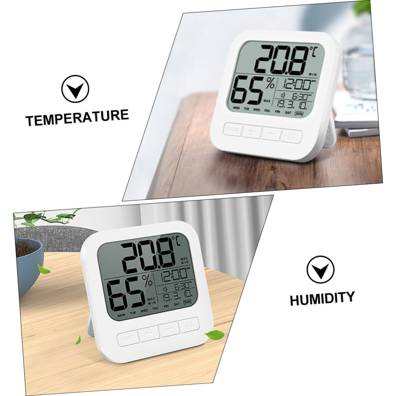 Gadpiparty Digital Indoor Thermometer Hygrometer with Temperature Humidity Monitor LCD Display Records Alarm Snooze Celsius Fahrenheit for Home Office Nursery image number 1