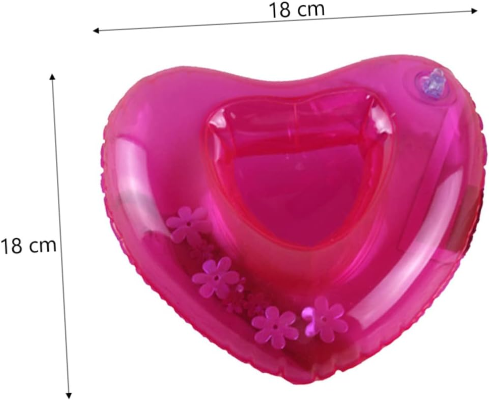 KICHOUSE 4Pcs Rosy Heart Shape Drink Cup Holder Inflatable for Summer Beach Toys image number 5