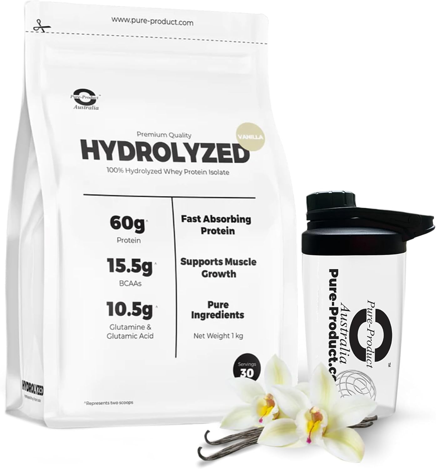 Pure Product Hydrolyzed Whey Isolate Powder, Chocolate 1 Kilograms image number 2