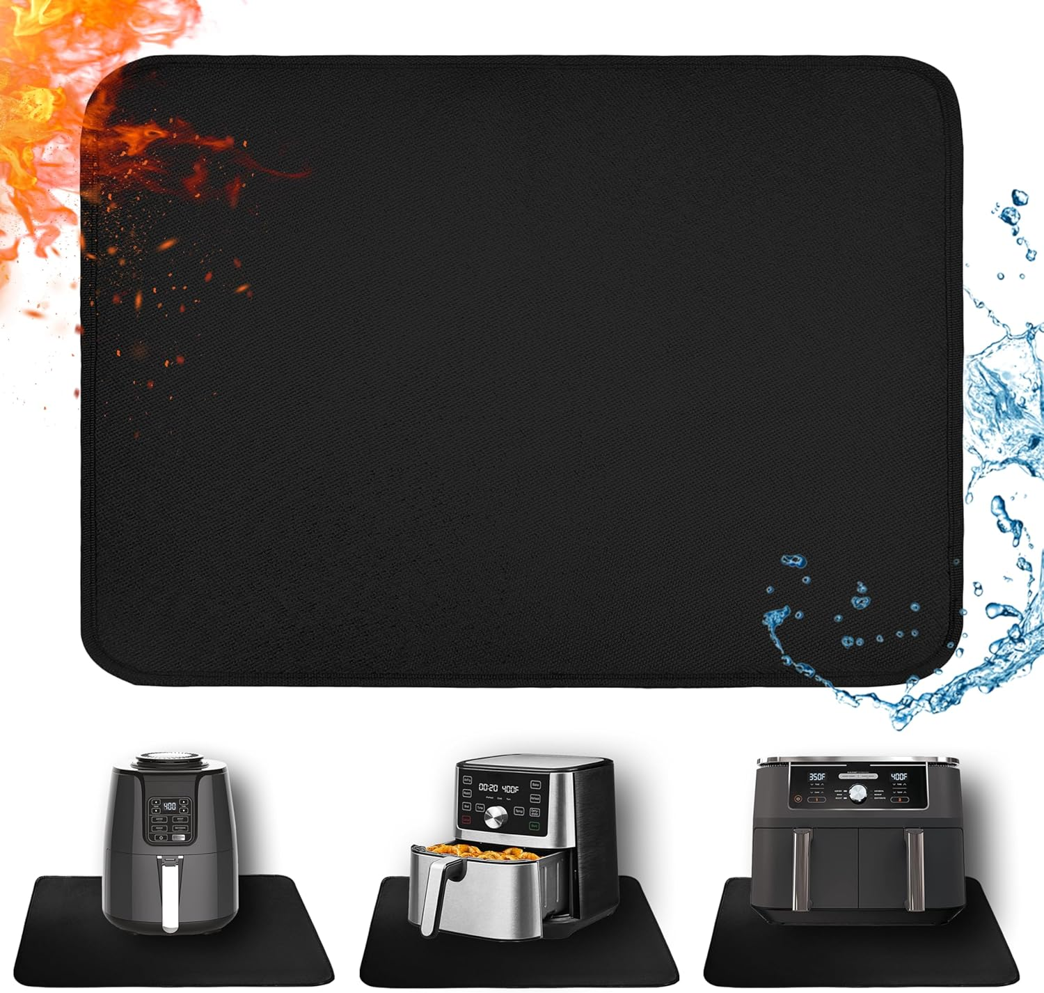 Amerbro Heat Resistant Mats for Countertop - Firproof 16X24 in Heat Resistant Mats for Air Fryer - Kitchen Countertop Protector for Air Fryer, Coffee Maker, Stand Mixer, Toaster, Oven 2PCS - Grey