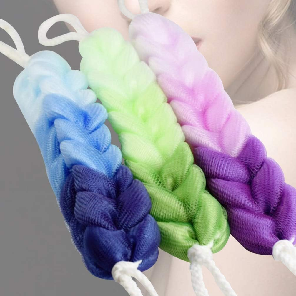 Healifty Long Bath Pouf, Long Stretch Back Sponge with Rope Handles Back Scrubber Bath Shower Mesh Sponge for Men and Women 3PCS image number 1