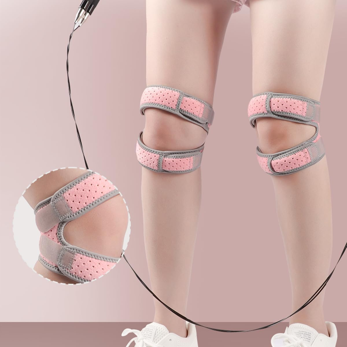2-Pack Patella Knee Brace for Men & Women - Adjustable Patellar Tendon Support Strap for Pain Relief, Arthritis, Tendonitis - Ideal for Running, Basketball, Tennis & Gym (Pink) image number 5