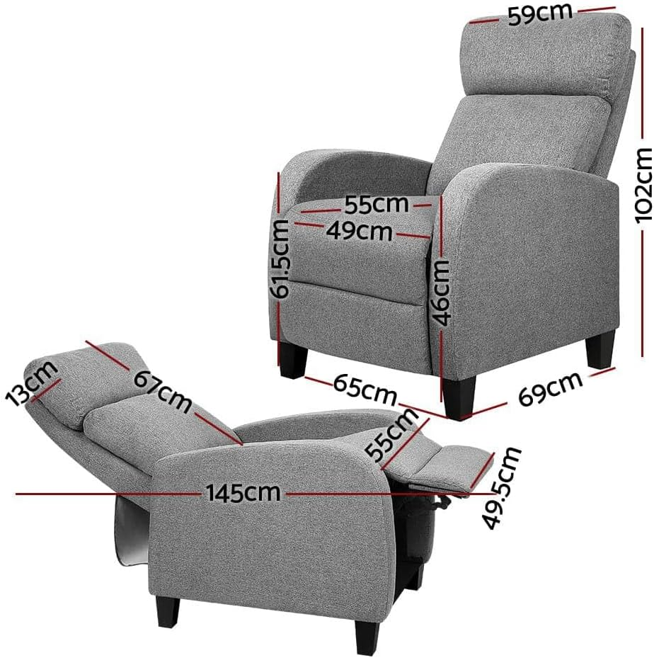 Artiss Recliner Chair Grey Fabric Lounge Sofa Armchair, Home Furniture Health Personal Care, Adjustable Backrest Footrest Electric Nursing Feeding Seat