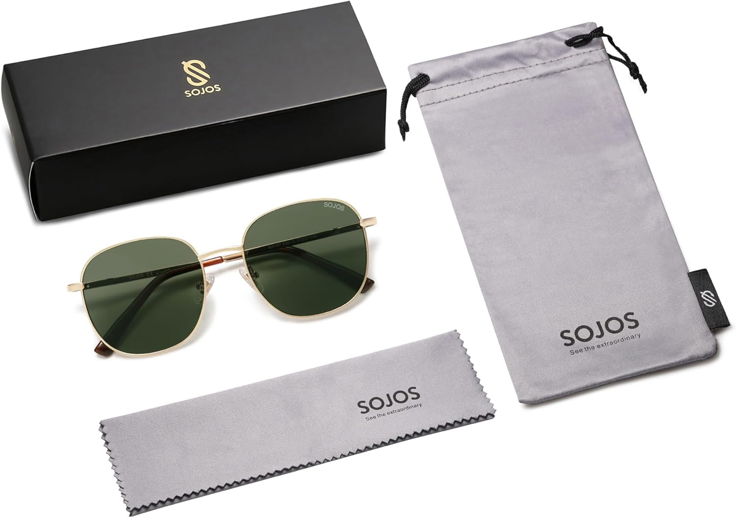 SOJOS Classic Square Sunglasses for Women Men with Spring Hinge Sunnies SJ1137