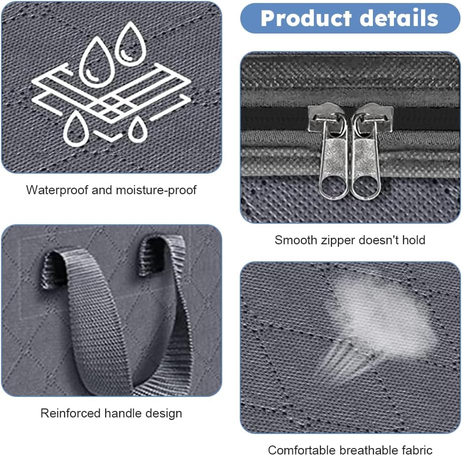 6 Pack Clothes Storage, Foldable Thik Fabric Blanket Storage Bags with Lids and Handle, Storage Containers for Organizing Clothing, Comforter, Organization and Storage image number 2