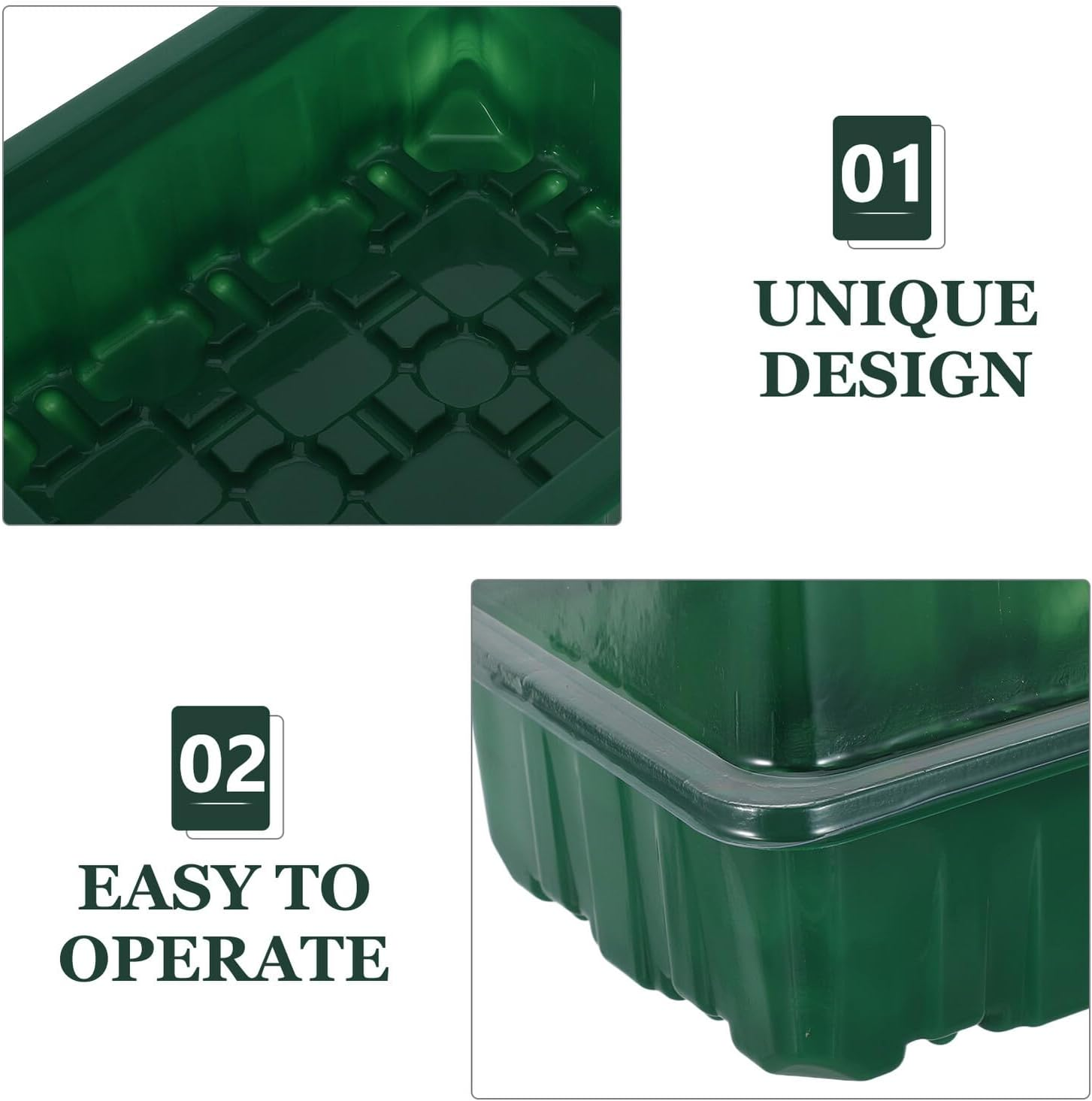 FUNOMOCYA Breathable Plastic Seedling Tray Kit 6-Cell Raised Green Propagation Box with Lid 10Pcs Seed Starter Trays with Markers for Indoor Gardening and Vegetable Germination