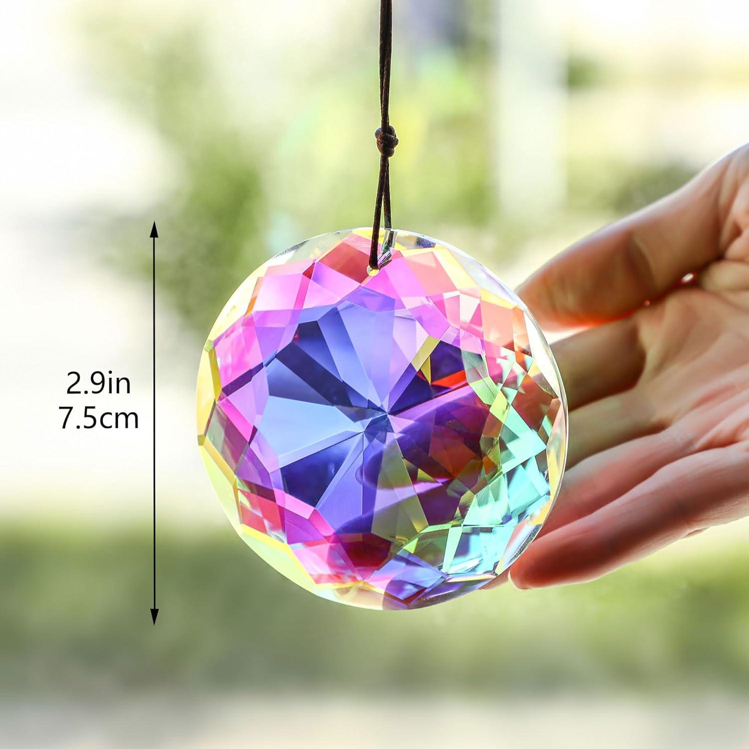 3'' Crystal Prism Suncatcher for Windows Hanging AB Color Glass Crystal Sun Catcher Beads for Pendants Rainbow Maker for Indoor Outdoor Home Garden image number 5