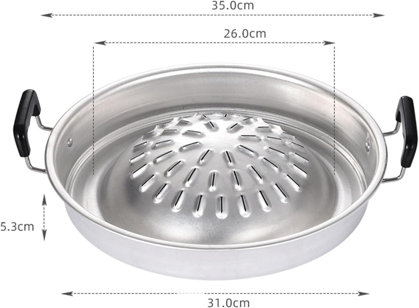 Aluminum Steak Charcoal Coal Pan, Traditional Thai Taste, Double Cooking, Wide Use with Quick Cooking for Family Reunions Outdoors, (L) image number 3