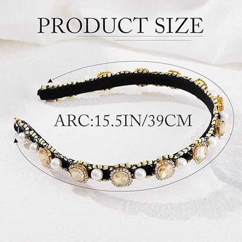 Thin Rhinestones Headband Baroque Pearl Head Bands Bling Crystal Hair Bands Diamond Vintage Parties Hair Accessories for Women
