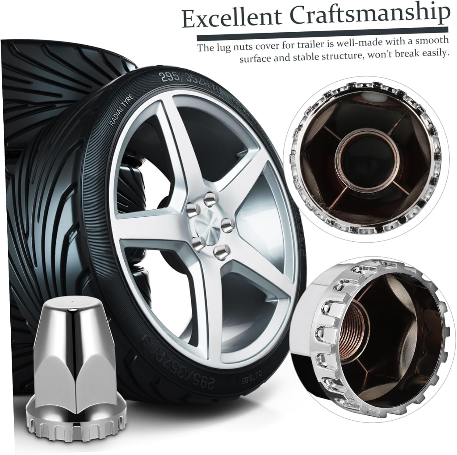 20Pcs Chrome Semi Truck Wheel Nut Covers Lug Nut Protectors for Trailer Car Accessories image number 5