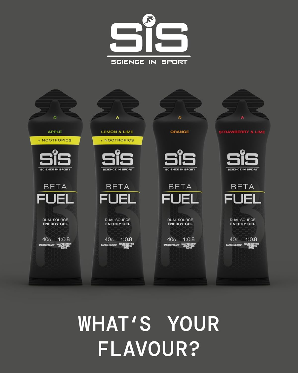 SIS Beta Fuel Dual Source Energy Gels - Fast Energy Fuel with Carbs for Endurance Running & Cycling - Strawberry & Lime Flavour, 60Ml, Pack of 6