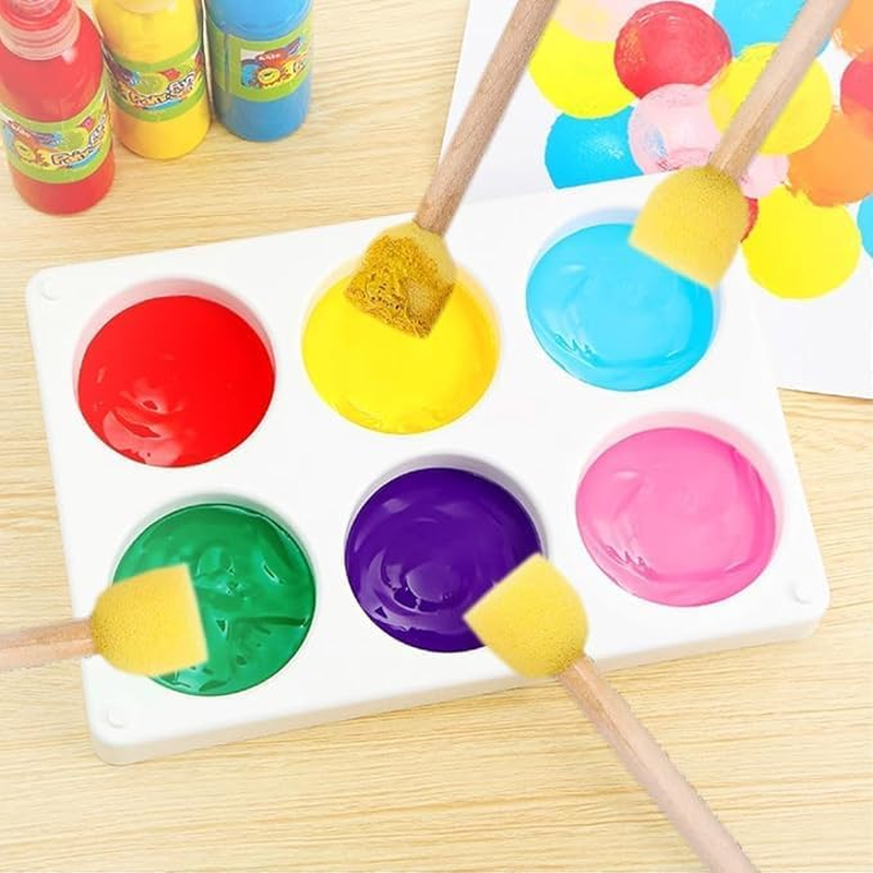 Round Painting Sponge Brush, 30Pcs Yellow round Sponges Brushes Wooden Handle round Foam Brushes,Round Wooden Handle Sponge Foam Brush Yellow Sponge Brush,Round Foam Brush Sponge Brushes for Painting