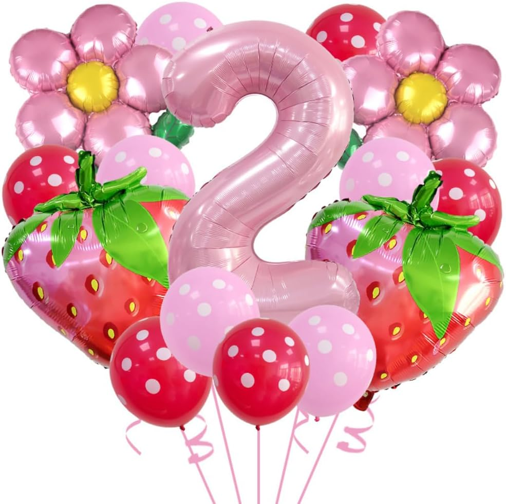 Berry Birthday Decorations - 8Pcs Strawberry Balloons, Daisy Balloons, Strawberry Birthday Decorations, Girls Birthday Balloons Birthday Backdrops for Girls (5)