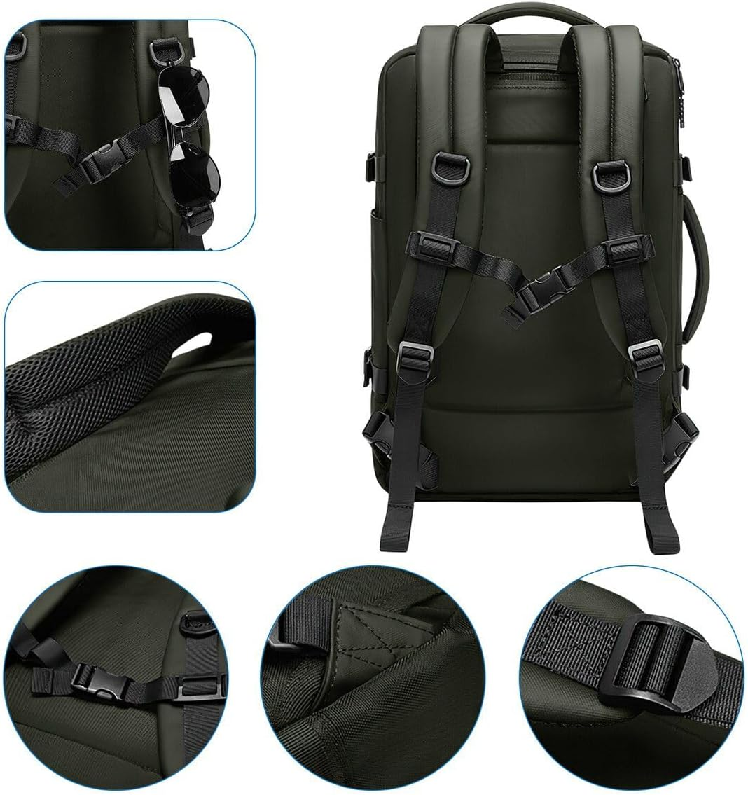 Vacuum Compression Travel Backpack Expandable Carry on Backpack Waterproof Bag Ideal for Laptop Travel Business Camping 22L-45L Army Green image number 4