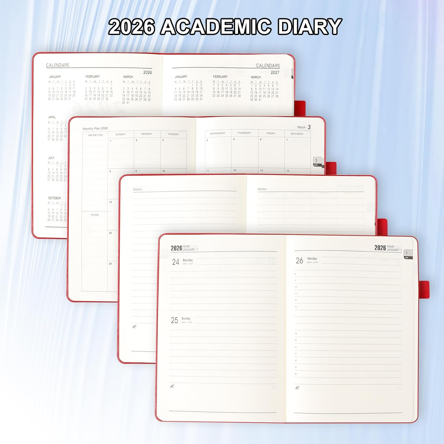 2026 Diary A5 Week to View, Academic Diary Page a Day, Academic Planner for Business, Writing and Note Taking(Dark Green) image number 6