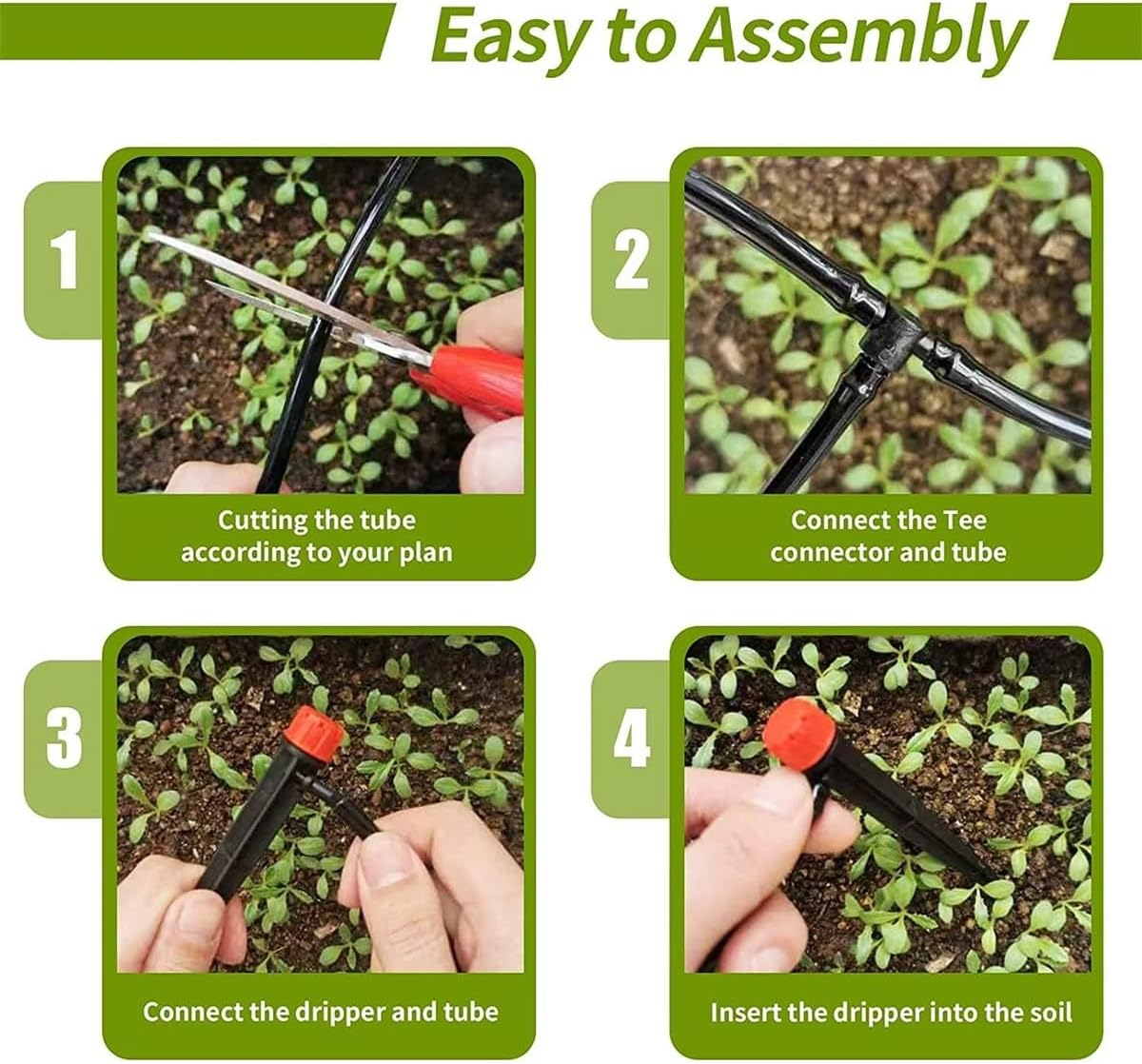 AIMALL Adjustable Dripper with Ground Stake, 360&deg; Eight-Hole Irrigation Head, Flow Control Watering Spike for 4/7 Pipe Garden Flower Bed 5.3In &ndash; 50PCS - Black image number 6