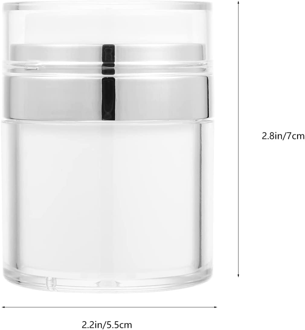 Lurrose Travel Skincare Containers 2Pcs Airless Pump Jars Lotion Dispenser with Pump Acrylic Airless Cosmetic Container for Toiletries Moisturizer Cream, 30Ml Vacuum Container image number 2