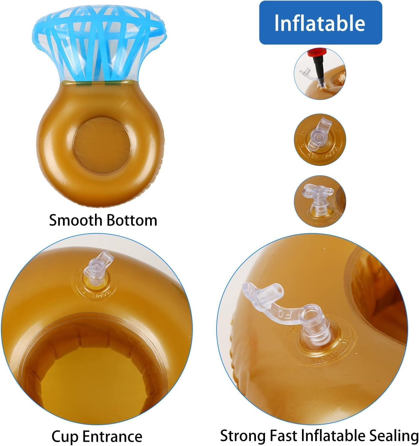 Pack of 6 Inflatable Drink Holder Pool, Diamond Pool Drink Holder Floating Set, Inflatable Floating Bottle Holder, Pool Accessories Fun for Summer Pool Party, Beach Theme Party image number 1