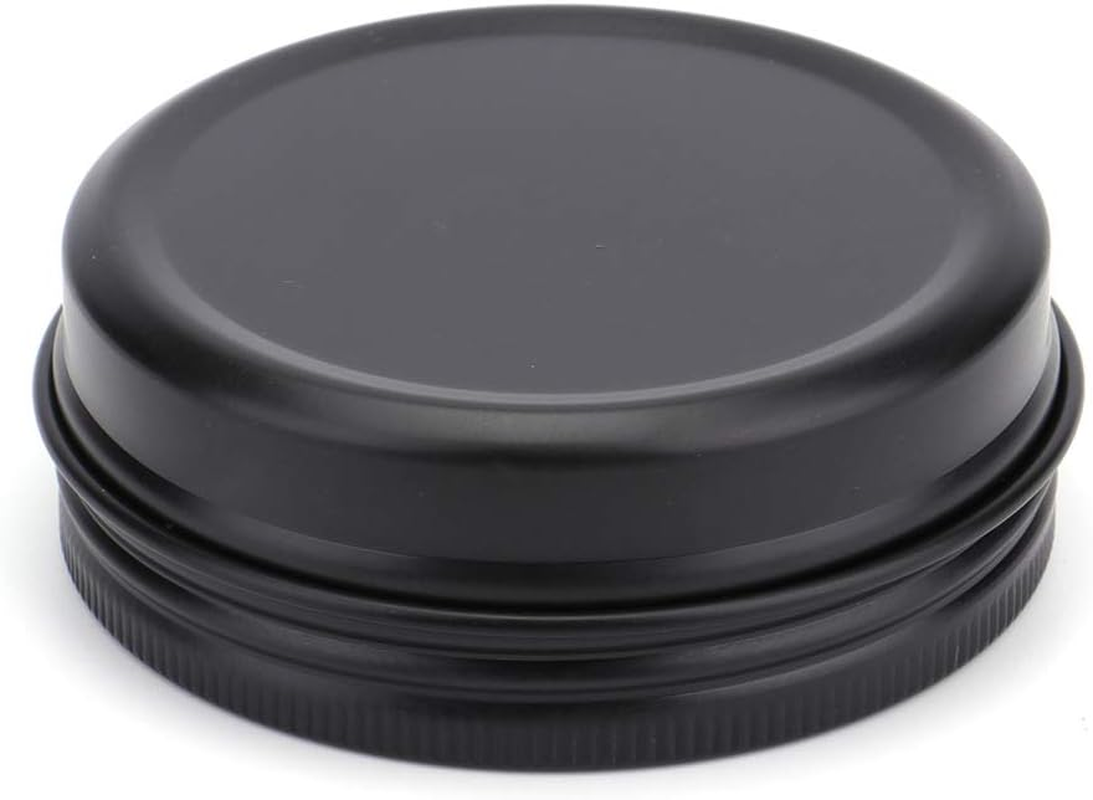 Foraineam 48 Pack 2 Oz round Lip Balm Tin Cans - Aluminum Cosmetic Sample Containers with Screw Lid - Matte Black Metal Empty Tins Storage Travel Tin Jars image number 4