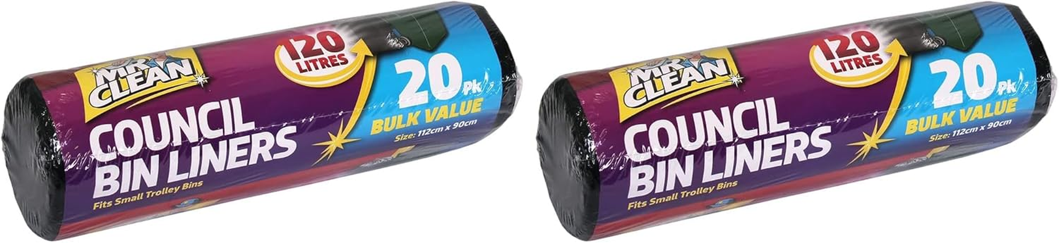 Mr Clean Council Bin Liners 20-Pieces, 120 Litre Capacity