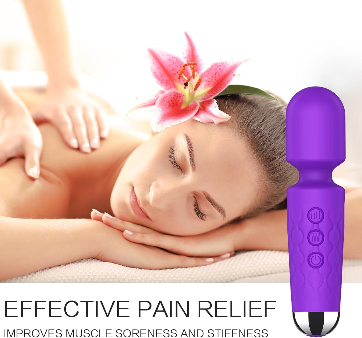 Vibrator Wand for Women - 20 Patterns & 8 Speeds G-Spot/Clitoral Stimulator, Quiet Cordless Dildo Massager, Submersible Adult Sex Toy Rechargeable Waterproof Small (Rose Red) image number 3