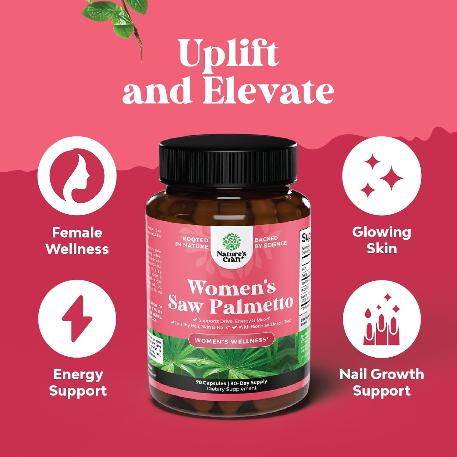 Extra Strength Saw Palmetto for Women - DHT Blocker Restoring Hair Vitamins for Hair Health - 500Mg Pure Saw Palmetto Capsules with Maca Root & Biotin for Stronger Thicker Healthier Looking Hair image number 6