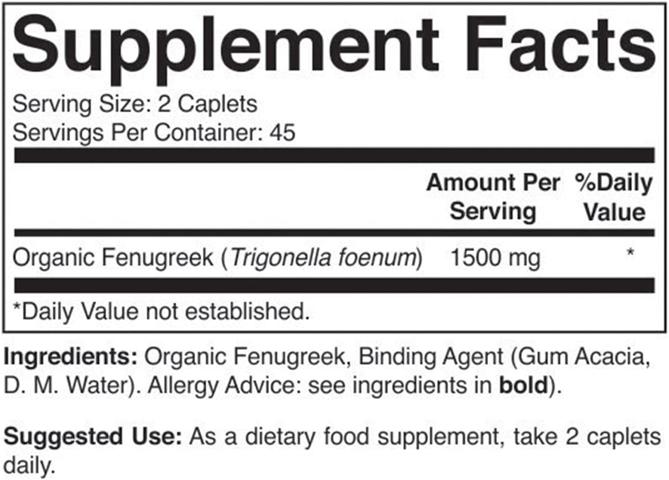Brieofood Organic Fenugreek 1500Mg, 45 Servings, Vegetarian, Gluten Free, 90 Vegetarian Tablets image number 3