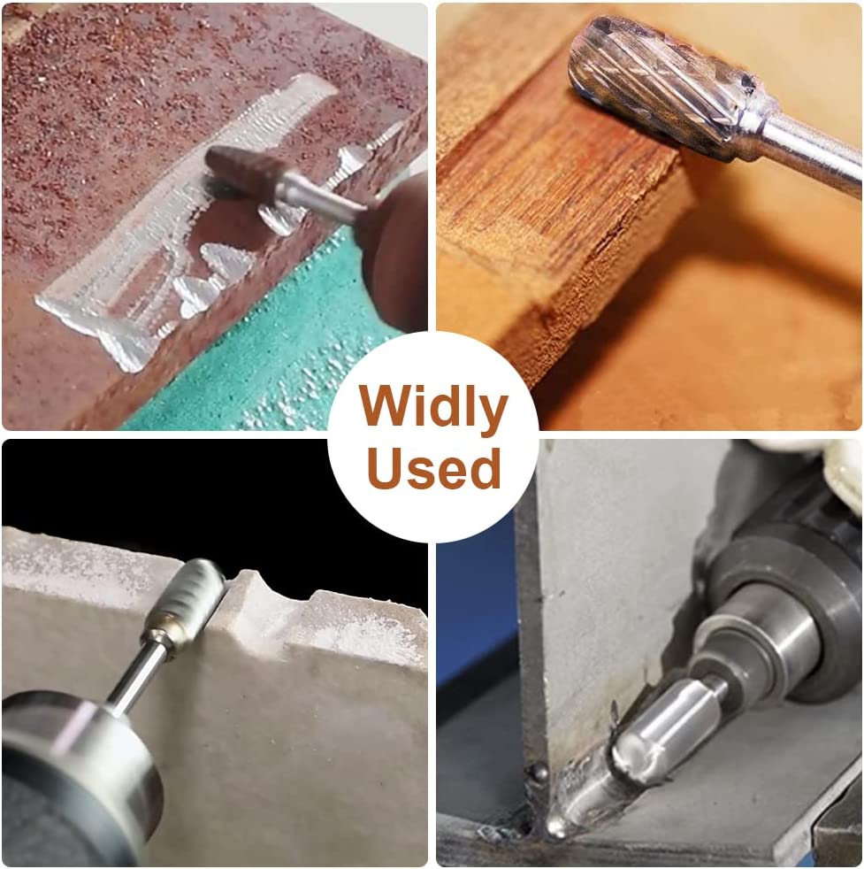 Tungsten Carbide Rotary Burr Set with 1/8" Shank, Double Cut Carving Bits for Rotary Tool Accessories for DIY Woodworking, Polishing, Drilling image number 5