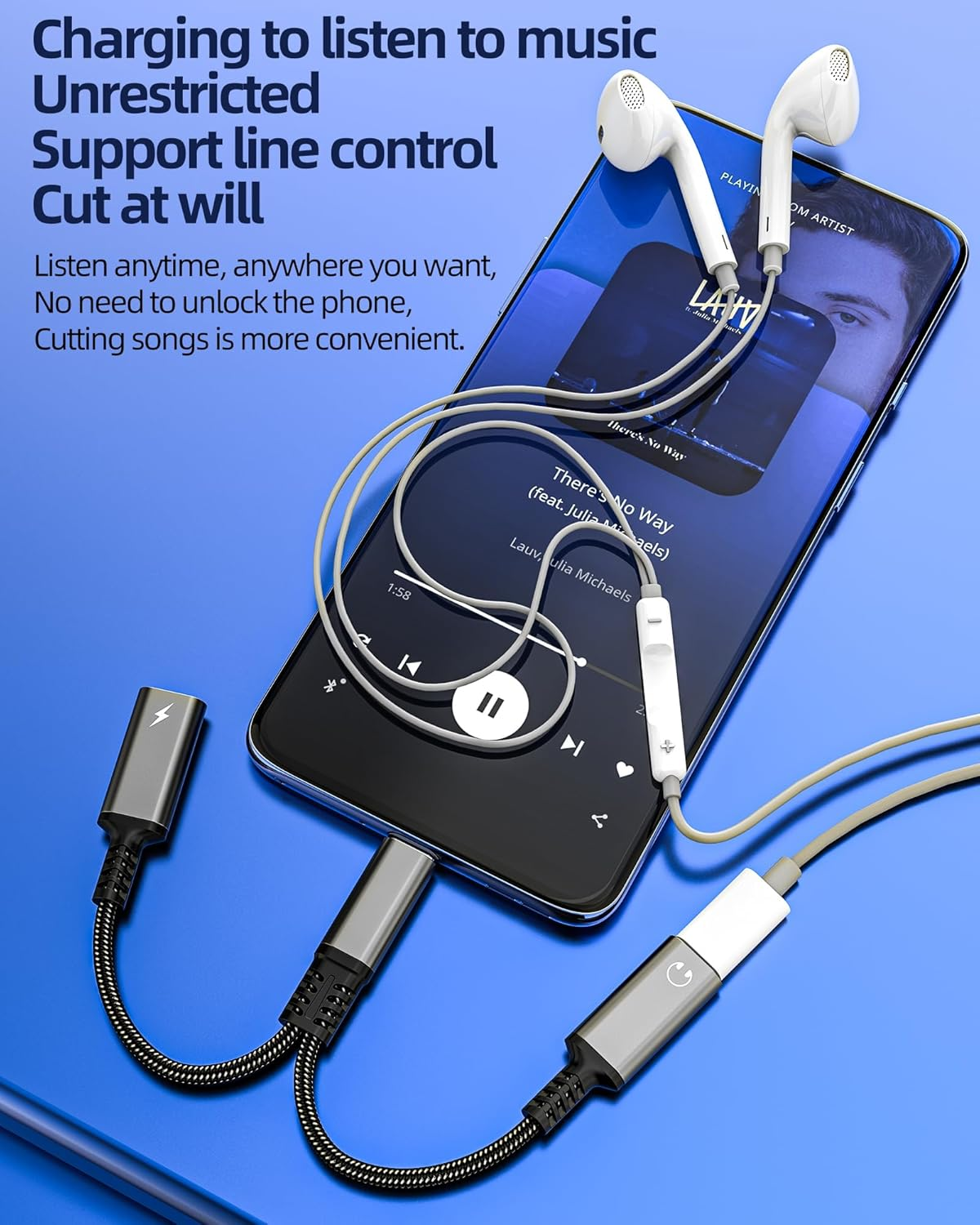 USB C Splitter Type C Headphone Adapter 2-In-1 for Iphone 16 15 Pro Max DAC Audio Charger Cable for Apple Compatible with Samsung Galaxy for Ipad Air 4 Dual Port Dongle Charging Earphone AUX Connector image number 1