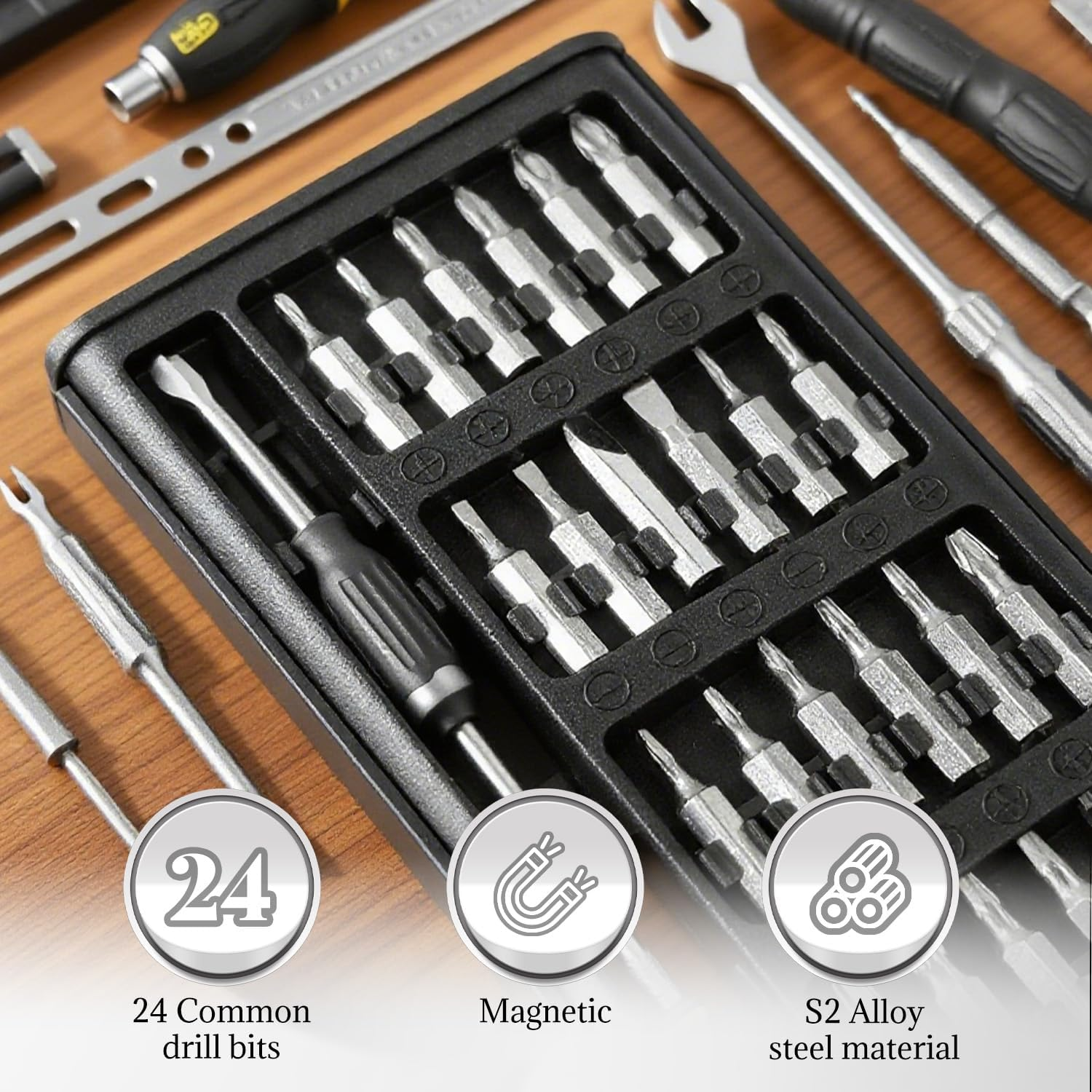 BOROLA 25-In-1 Precision Magnetic Screwdriver Set, Professional Repair Tool Kit with S2 Alloy Steel Bits for Phone, Computer, Laptop, Watch, Eyeglass, Electronic Devices image number 2
