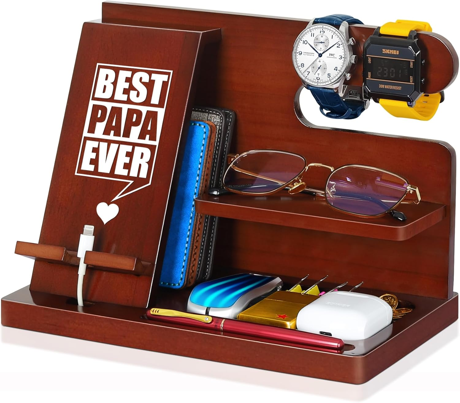 Papa Gifts, Fathers Day Papa Gifts, Wood Phone Docking Station, Fathers Day Birthday Gift from Grandchildren, Christmas Stocking Stuffers, Phone Stand image number 4