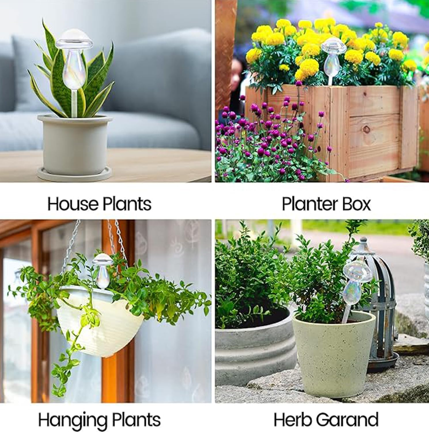 Plant Watering Globes-4Pcs Self Watering Planter Insert,Self-Watering Garden Devices，Slow Release Self Watering Planter Insert (Mushroom) image number 1