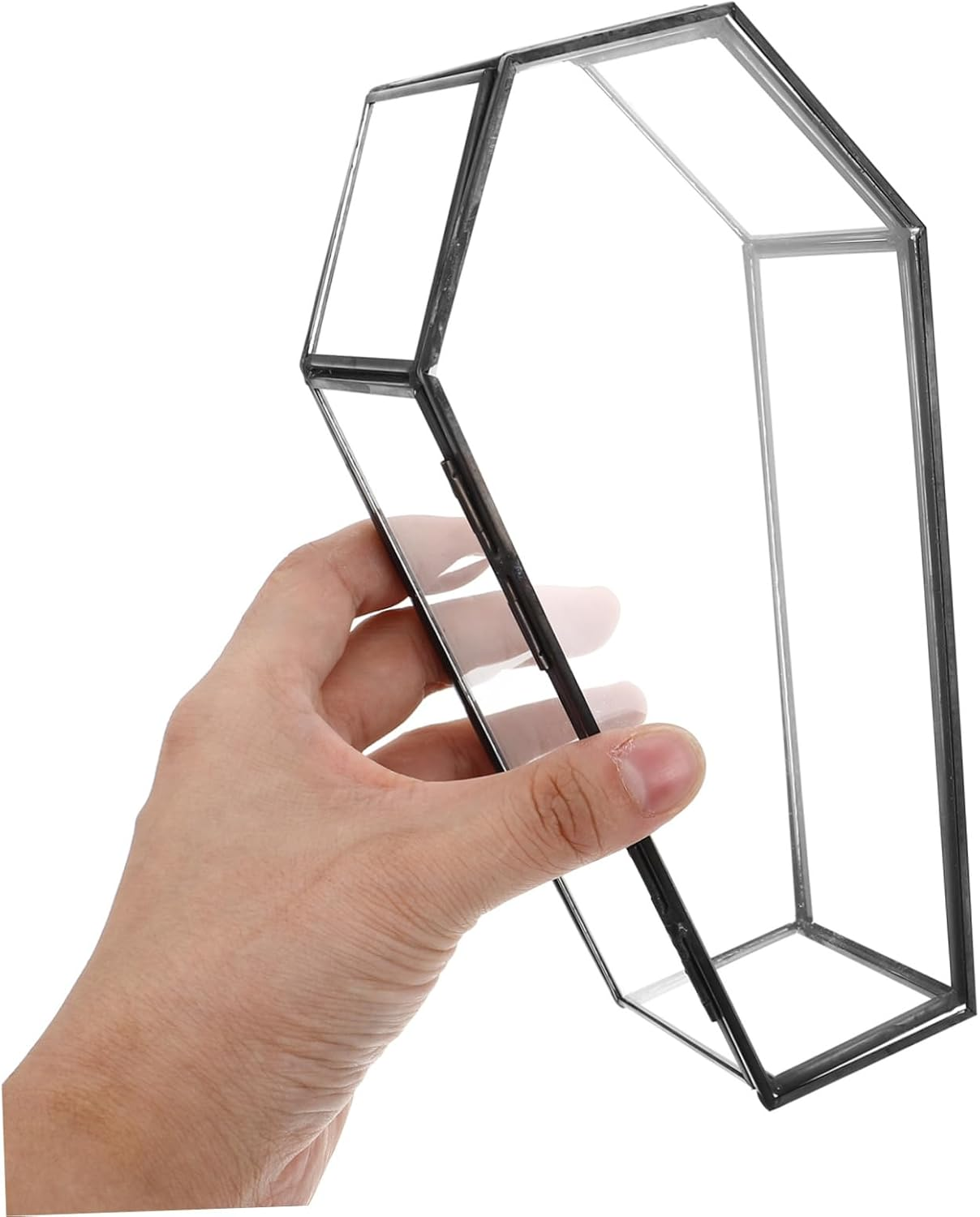 Amosfun Vintage Black Glass Coffin Decorative Jewelry Box with Hinged Lid Unique Halloween Candy Tray Gothic Keepsake Case for Spooky Home Display image number 1