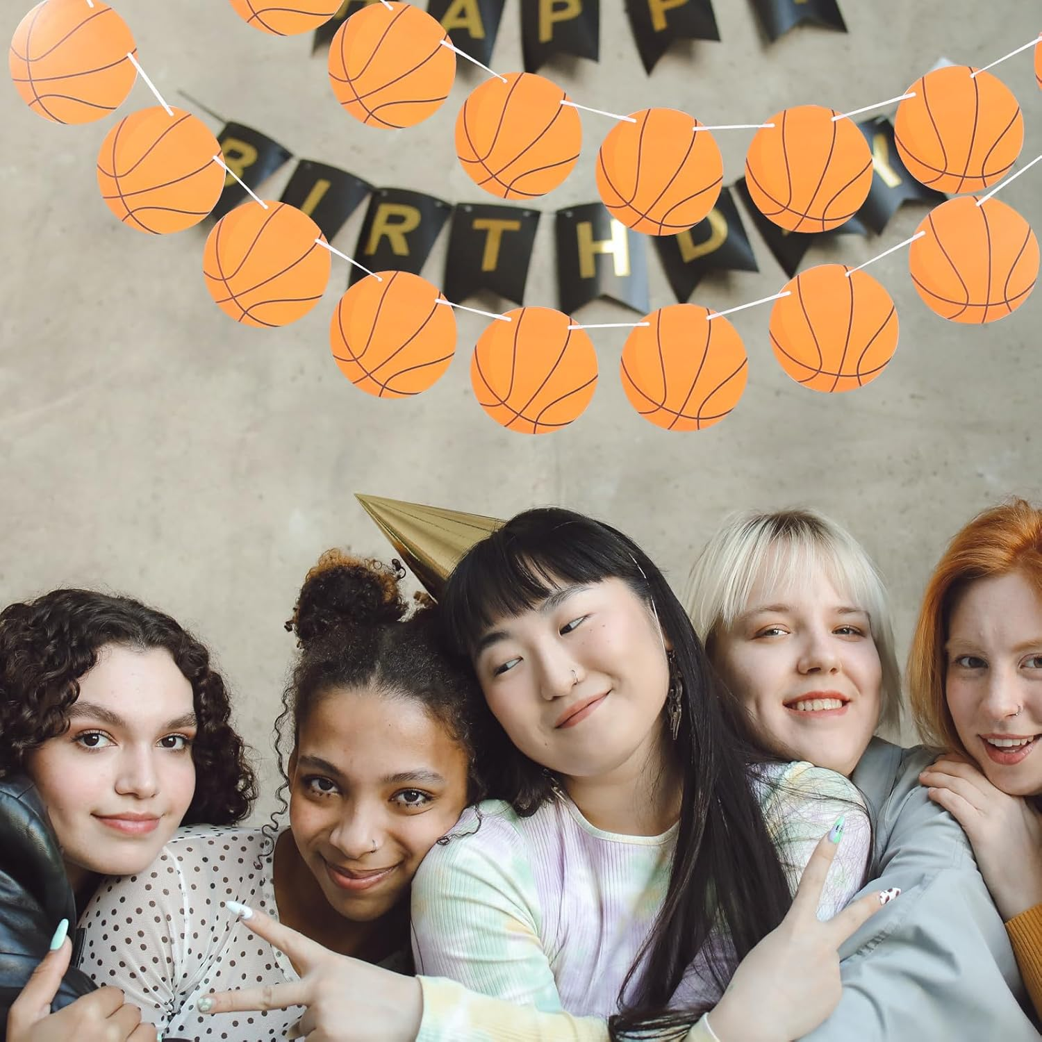 TOVINANNA Basketball Decorative Flag - 5Pcs Hanging Basketball Party Decorations for Birthday Sport Theme Banner Paper Garland for Kids Celebration image number 3