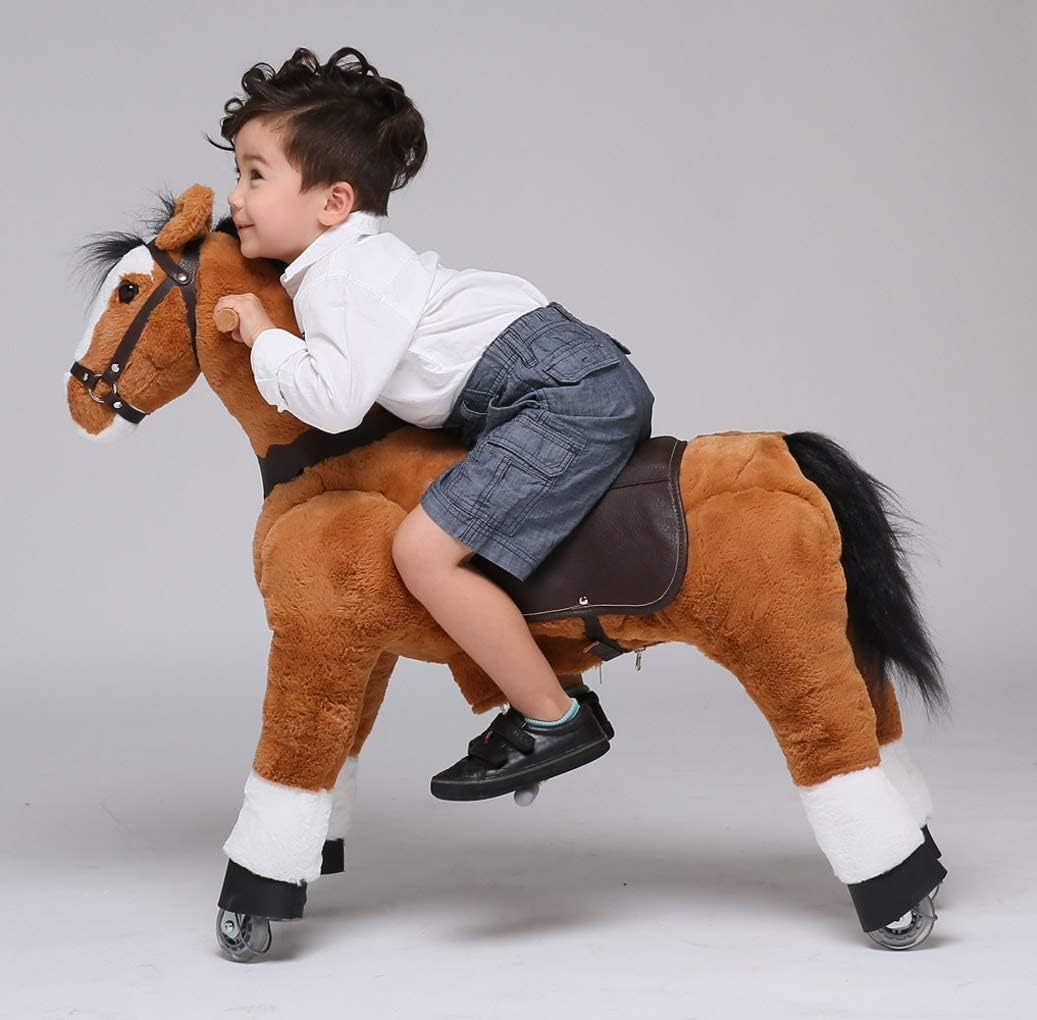 UFREE Ride on Horse, Horse Ride on Toy, Mechanical Horse, Plush Animal, Black Mane and Tail, Age 4-9 image number 6