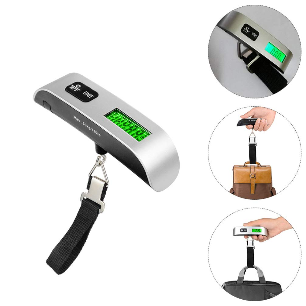 KESYOO 50Kg Portable Luggage Scale Electrical Baggage Scale Suitcase Scale (Silver) image number 1