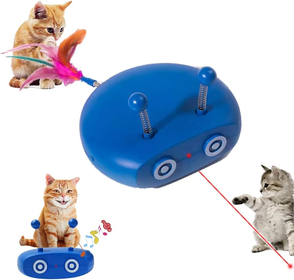 Interactive Cat Toys, Cat Feather Wands, Cat Laser Toys, Imitation Bird Calls, USB Rechargeable, Indoor Intelligent Cat Toys with Universal Wheels /218 image number 1