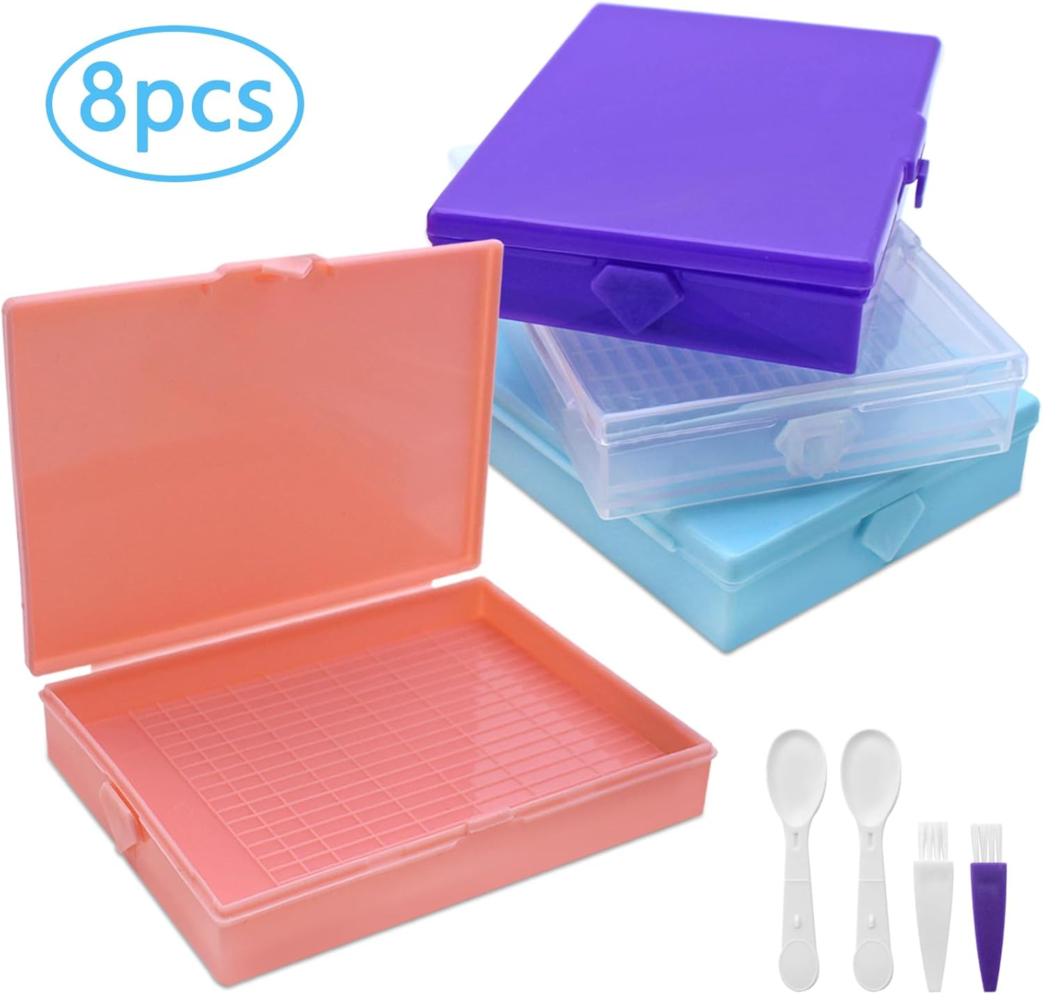 4 Pcs Diamond Art Tray with Lids, Finegood Diamond Art Storage Kits for Adults Diamond Paintings Tools and Accessories for DIY Art Crafts