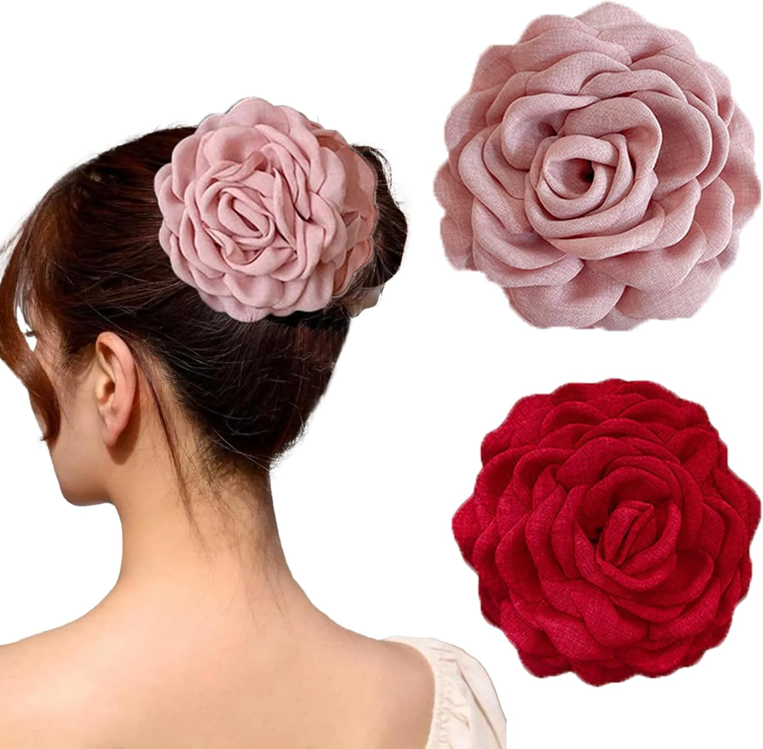 Flower Hair Clips, Set of 2 Women'S Large Hair Claw Clips, Hair Clip Flower, Flower Hair Clips for Hair Decoration of Women image number 1