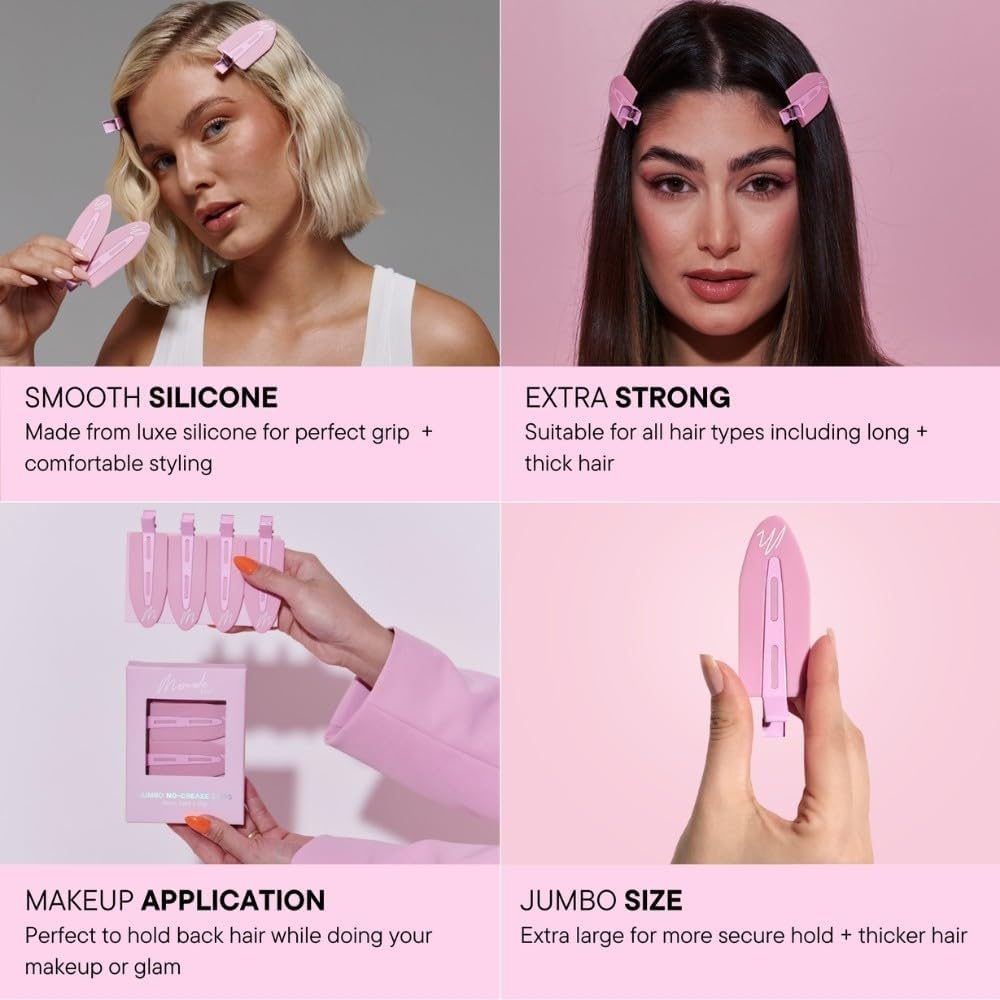 Mermade Hair Jumbo No-Crease Clips 4-Pieces, Pink image number 5